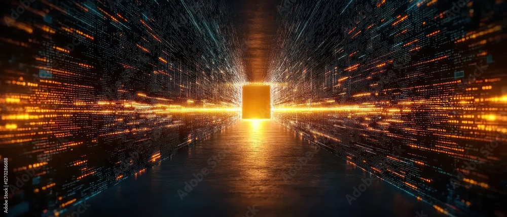 Poster digital corridor: a journey through data streams