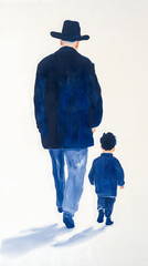 A Grandparent and Child Walking Together