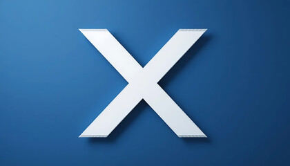 Obraz premium White Letter X on Blue Background Modern Minimalist Design Concept