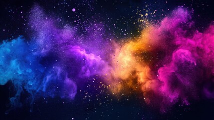 Naklejka premium Digital Particle Bursts with Neon Colors – Abstract background