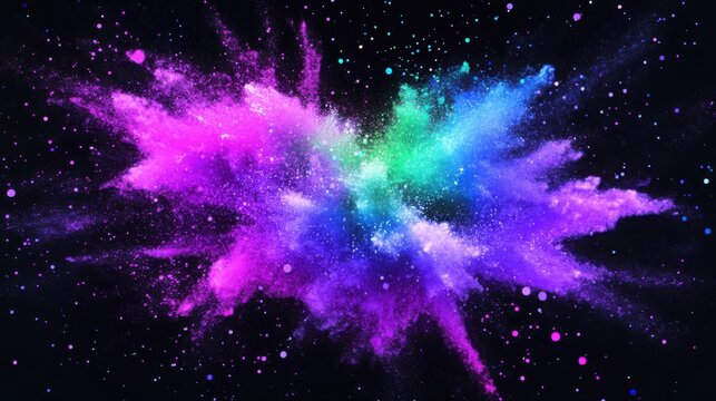 Digital Particle Bursts with Neon Colors – Abstract background