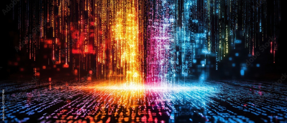 Poster digital rain: a symphony of color and code