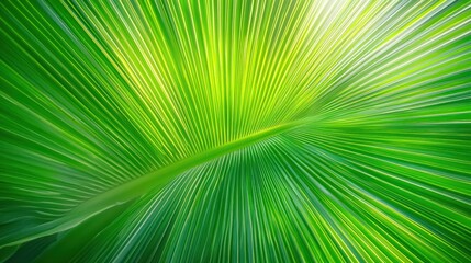Vibrant Green Palm Leaf Close-Up: A Tropical Paradise