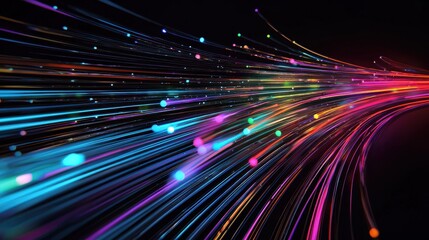 Vibrant Flowing Lines of Colorful Light in Abstract Motion
