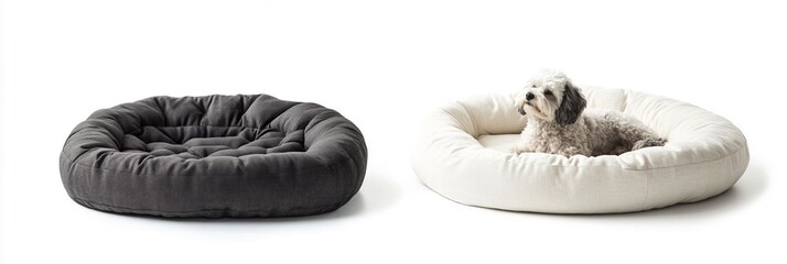 Indulge Your Furry Friends with Luxurious Dog Beds: Discover the Ultimate Relaxation with Our Circular Tufted and Orthopedic Designs in Charcoal Gray and Ivory White