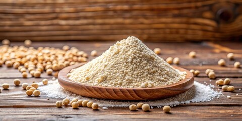 Fototapeta premium Close-up of sorghum flour on a wooden table, grain texture, natural background, rustic atmosphere, sorghum, texture, sorghum, texture