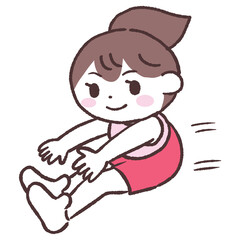 幅跳びする女性全身イラスト