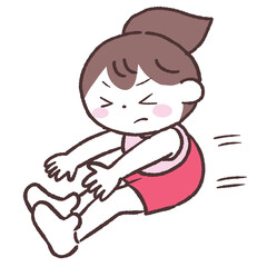 幅跳びジャンプで目をつぶってしまう女性イラスト