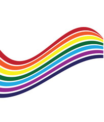  Rainbow Ribbon Illustration. Wavy Rainbow Colors. Isolated Ribbon Design Element for Pride Month Designs. Vector Illustration