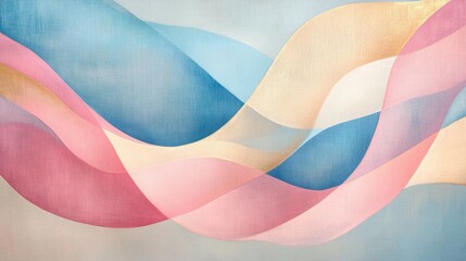 Wavy Ribbons of Color with Blush and Sky Blue – Abstract background
