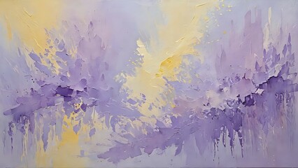 Fototapeta premium Subtle brushstroke texture with soft pastel gradients in lavender and pale yellow, creating a gentle and soothing abstract background