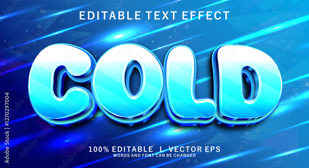 Poster cold 3d vector text effect with modern style design
