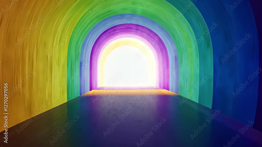Aufkleber vivid rainbow tunnel illustration featuring textured color gradient background for abstract artistic