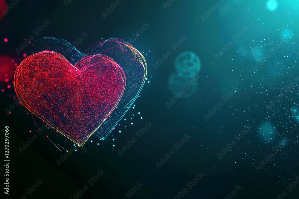 Poster beautiful abstract hearts design with neon colors creating a romantic and whimsical atmosphere on a 