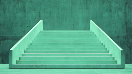 Fototapeta premium Teal concrete stairs ascending against a textured wall