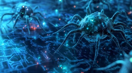 AI Generated Scenario of Cyberattack with Digital Threats and Virus