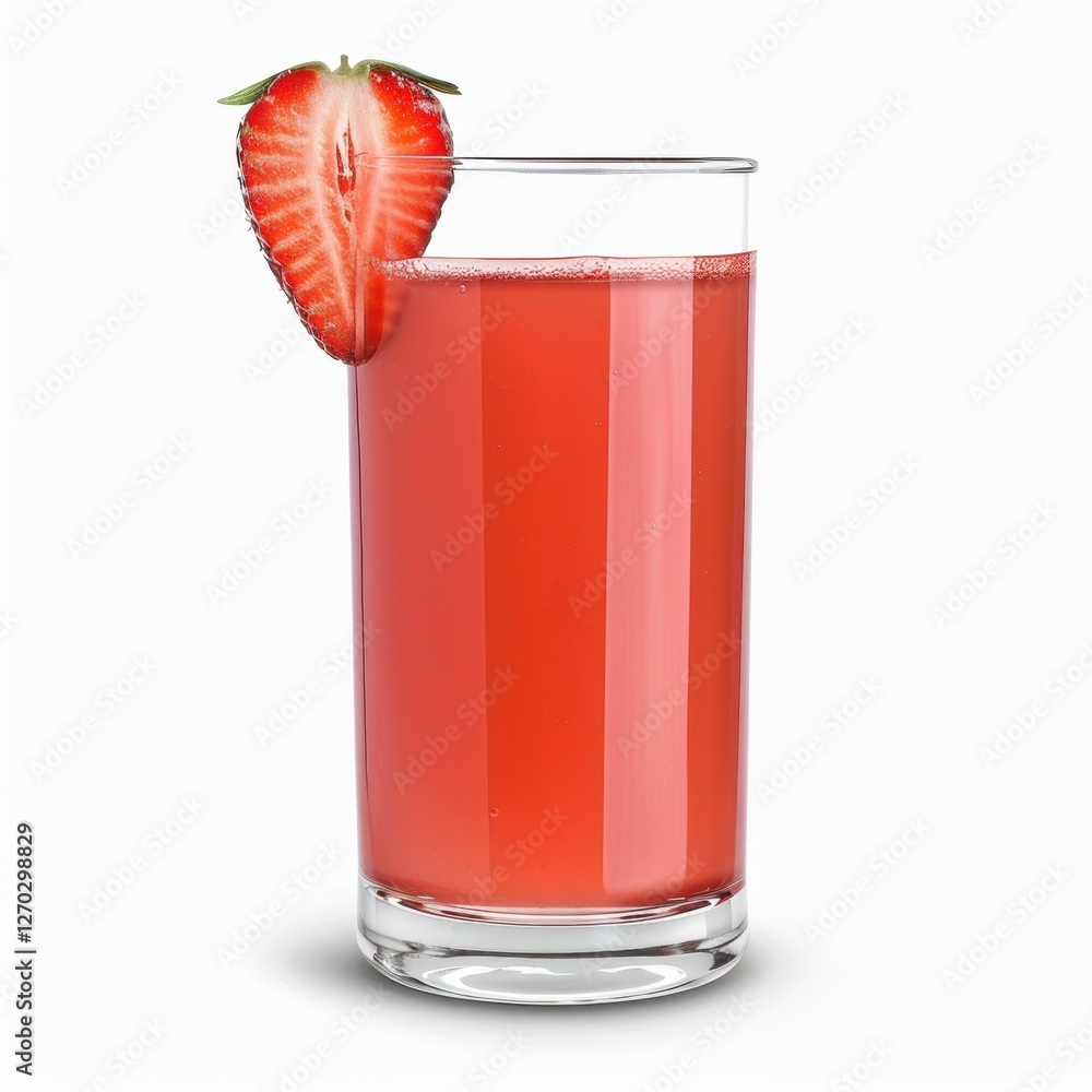 Wall mural strawberry juice in a glass isolated on a white background.