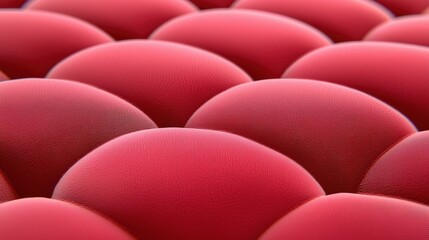 Obraz premium A close-up view of a textured surface with numerous rounded red formations, resembling cells or other biological structures.