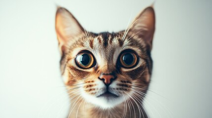 Obraz premium Isolated Abyssinian Cat Portrait on Clean White Background