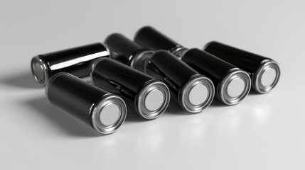 Fototapeta premium Isolated Black Batteries on White Background for Clear Display