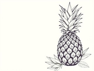 Hand drawn vintage style vector illustration of pineapples with flowers, perfect for tropical food concepts, retro, floral, exotic