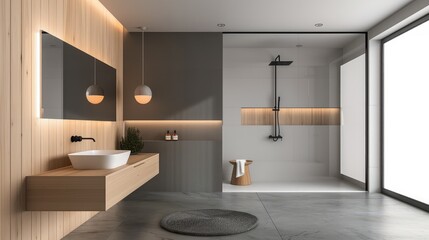 Fototapeta premium Contemporary Minimalist Bathroom with Sleek Design