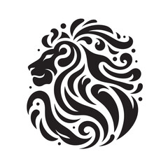 Ornate lion head, circular design.