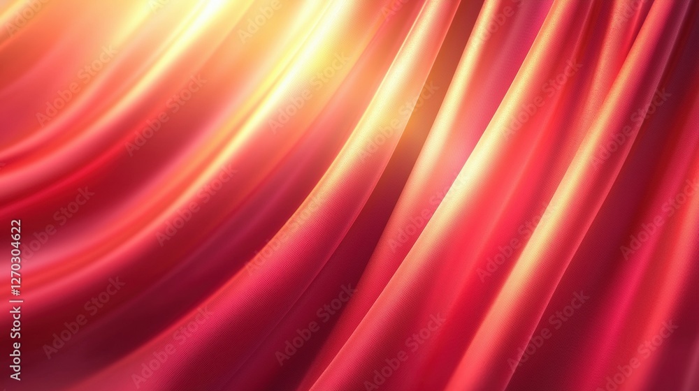 Poster a vibrant red fabric drapes elegantly, reflecting light and creating a sense of warmth and richness 