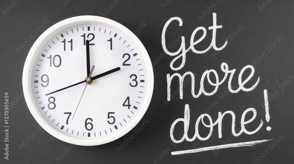 Poster clock showing two oclock alongside the phrase get more done