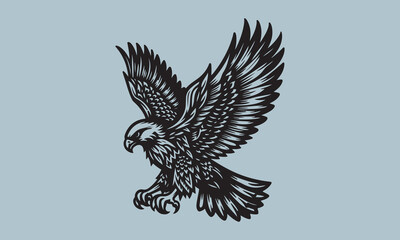 Obraz premium falcon silhouette vector art illustration white background bird, wing, flying, freedom, illustration, animal, design, symbol, vector, angel, eagle, feather, fly, silhouette, tattoo, wildlife, dove, 