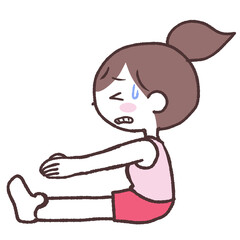 体がかたくて前屈出来ない女性イラスト
