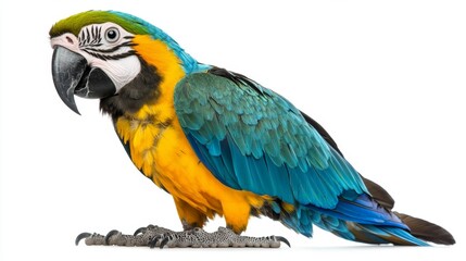 Fototapeta premium Vibrant Macaw Bird Isolated on a White Background for Stock Photos