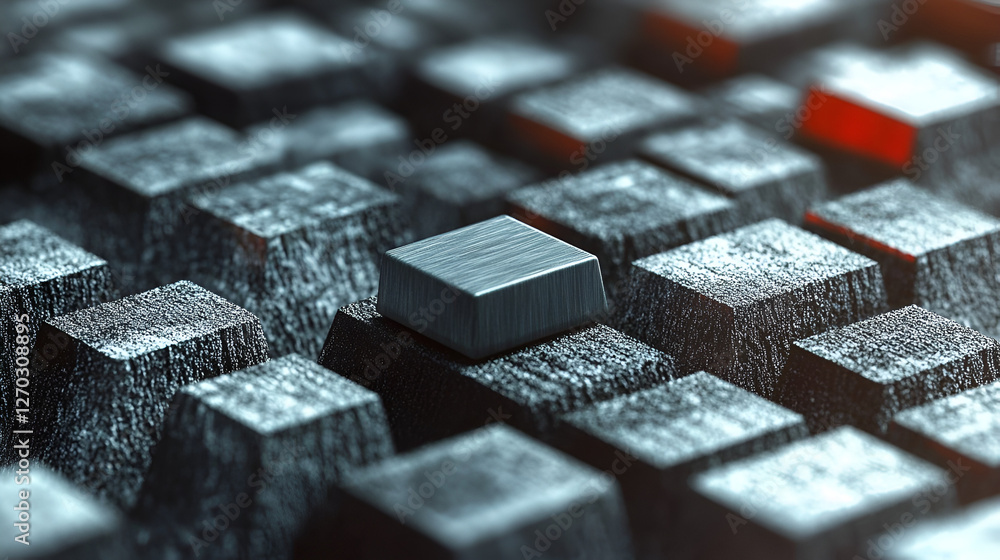 Poster abstract cube pattern: an intricate abstract pattern featuring a multitude of textured cubes, creati