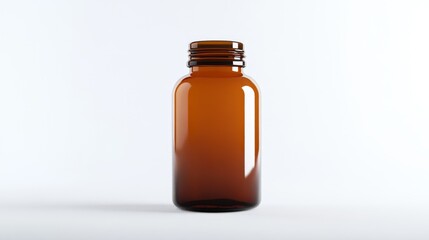 Isolated Amber Pill Bottle on White Background for Various Uses