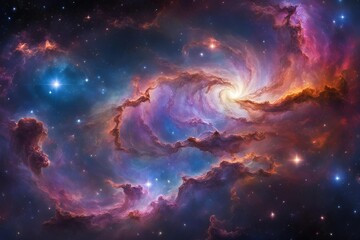 Naklejka premium Space scene with stars in the galaxy. Panorama. Universe filled with stars, nebula and galaxy. 