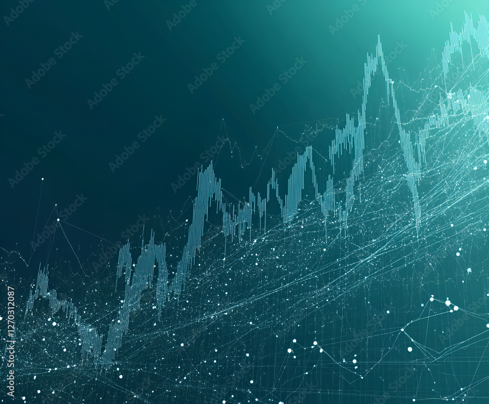Poster financial chart dynamics: an abstract representation of a financial chart with dynamic lines and dat