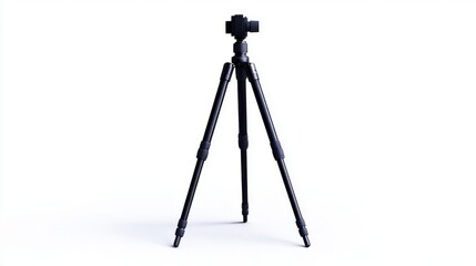 Black Tripod Isolated on White Background for Photography Use
