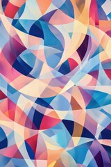 A vibrant abstract composition featuring interwoven shapes and colors in a harmonious blend, evoking a sense of movement and creativity, suitable for artistic backgrounds or design projects