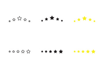 Five star customer product review icon set. Five star rating. Yellow 5 star flat icon for apps and websites. Quality, customer ratings, feedback.