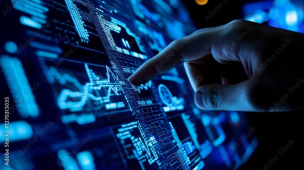 Poster professional business intelligence software interface with data