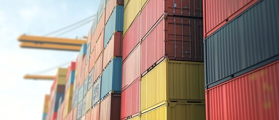 Fototapeta premium Colorful shipping containers stacked at port