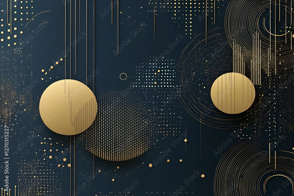 Poster abstract golden circles: an opulent abstract composition showcasing gleaming golden circles and intr