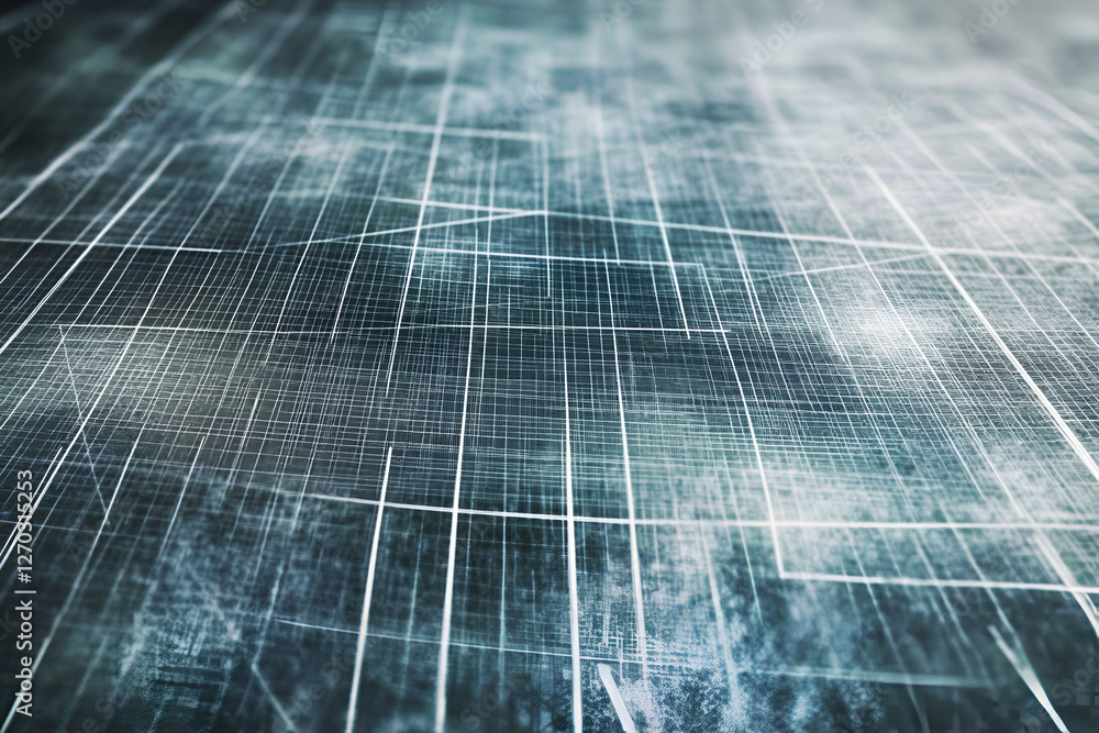 Poster digital blueprint: an intricate, artistic rendering of a digital blueprint grid, showcasing modern t
