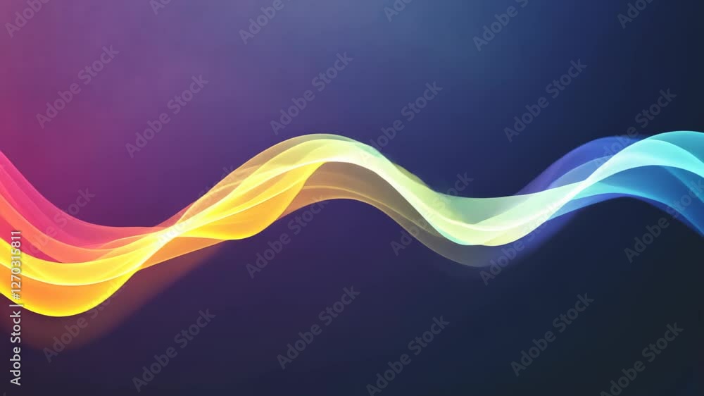 Poster colorful abstract sound waves visualized in flowing artistic design with gradient light effects and 