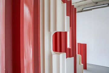 Obraz premium Abstract Architectural Panels in Red and White