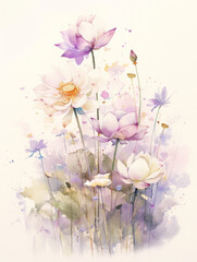 Lotus watercolor hand-painted decorative elements