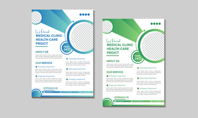 Modern healthcare Clinic Medical advertisement, corporate healthcare design , a4 template flyer leaflet or poster design layout, medical service care social media promotional ads web banner template.