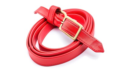Naklejka premium A simple and distinct belt is prominently displayed all alone on a clean, expansive white background. The belt's design, texture, and details are clearly visible, making it a focal point. This unclutt