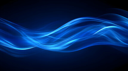 Fototapeta premium Mysterious Blue Light Waves Flowing Across Dark Background