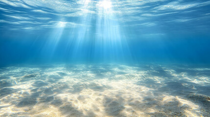 Fototapeta premium Tranquil Underwater Scene with Sunlight and Sandy Ocean Floor